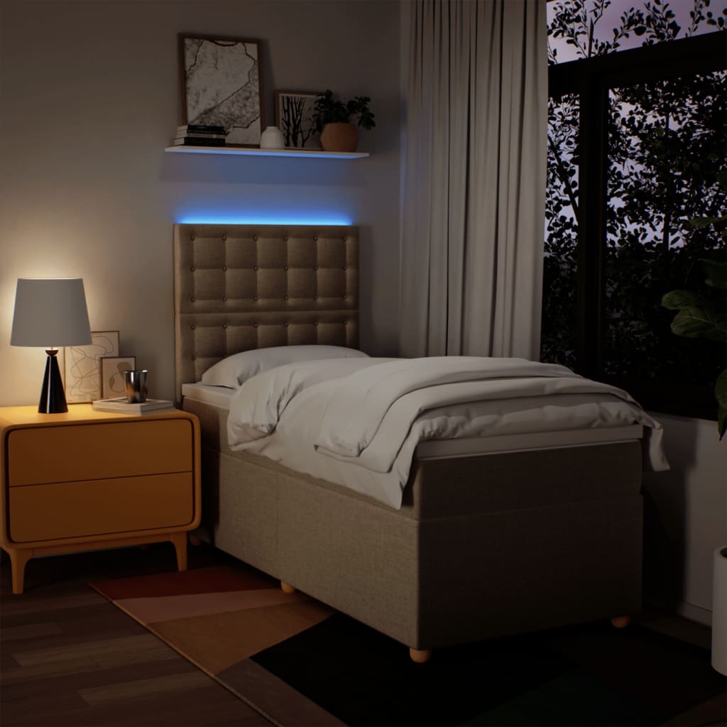kontinentalseng med madras 90x190 cm stof cremefarvet