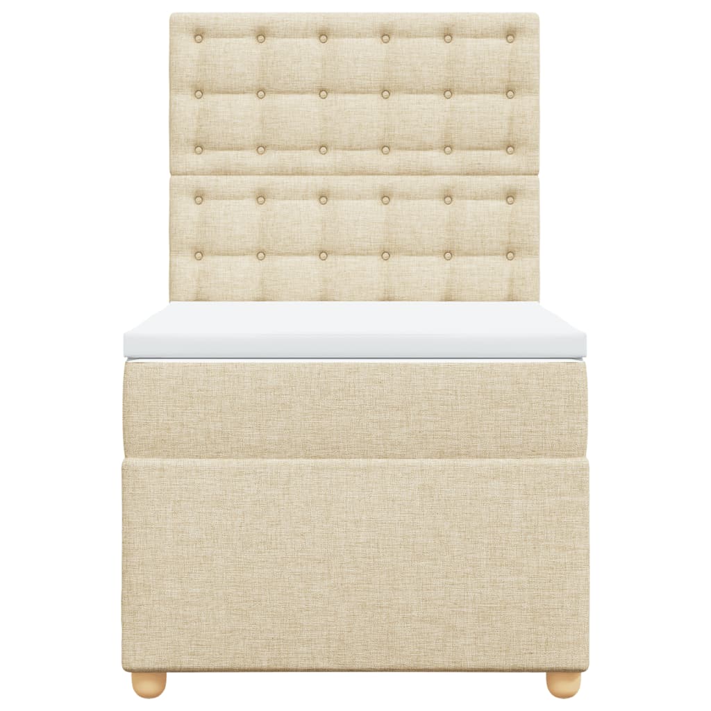 kontinentalseng med madras 90x190 cm stof cremefarvet