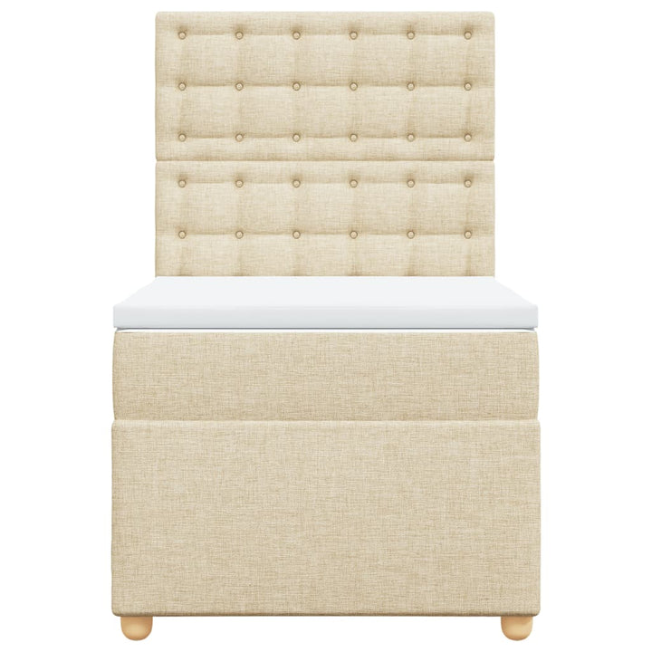 kontinentalseng med madras 90x190 cm stof cremefarvet