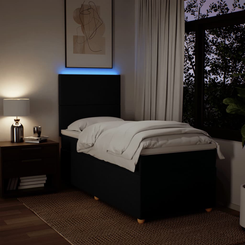 kontinentalseng med madras 90x200 cm stof sort