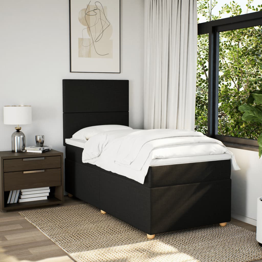 kontinentalseng med madras 90x200 cm stof sort
