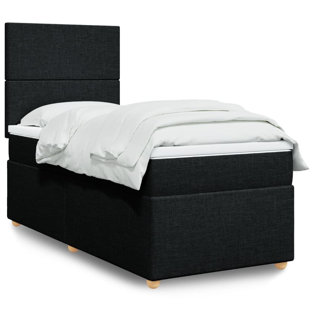 kontinentalseng med madras 90x200 cm stof sort