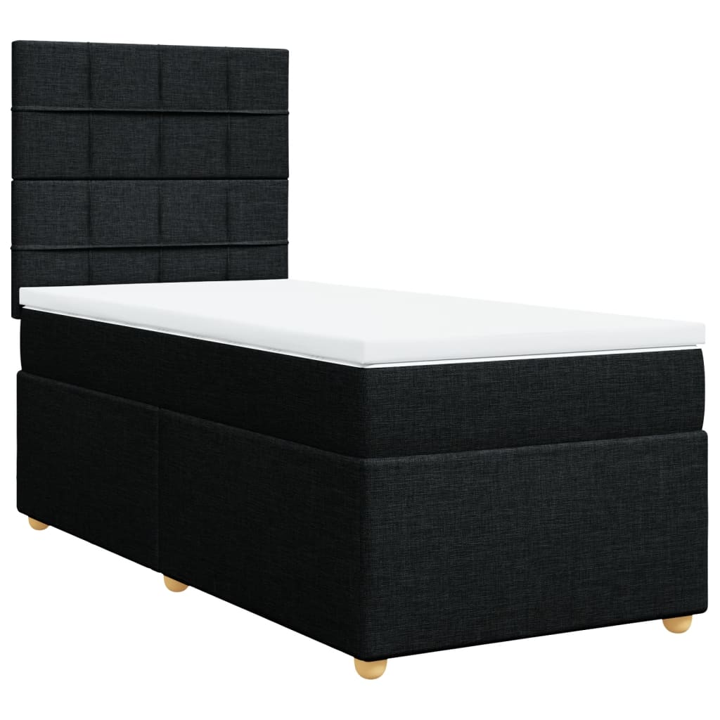 kontinentalseng med madras 90x200 cm stof sort