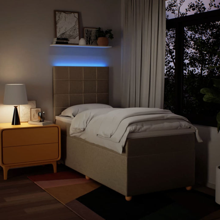 kontinentalseng med madras 90x200 cm stof cremefarvet