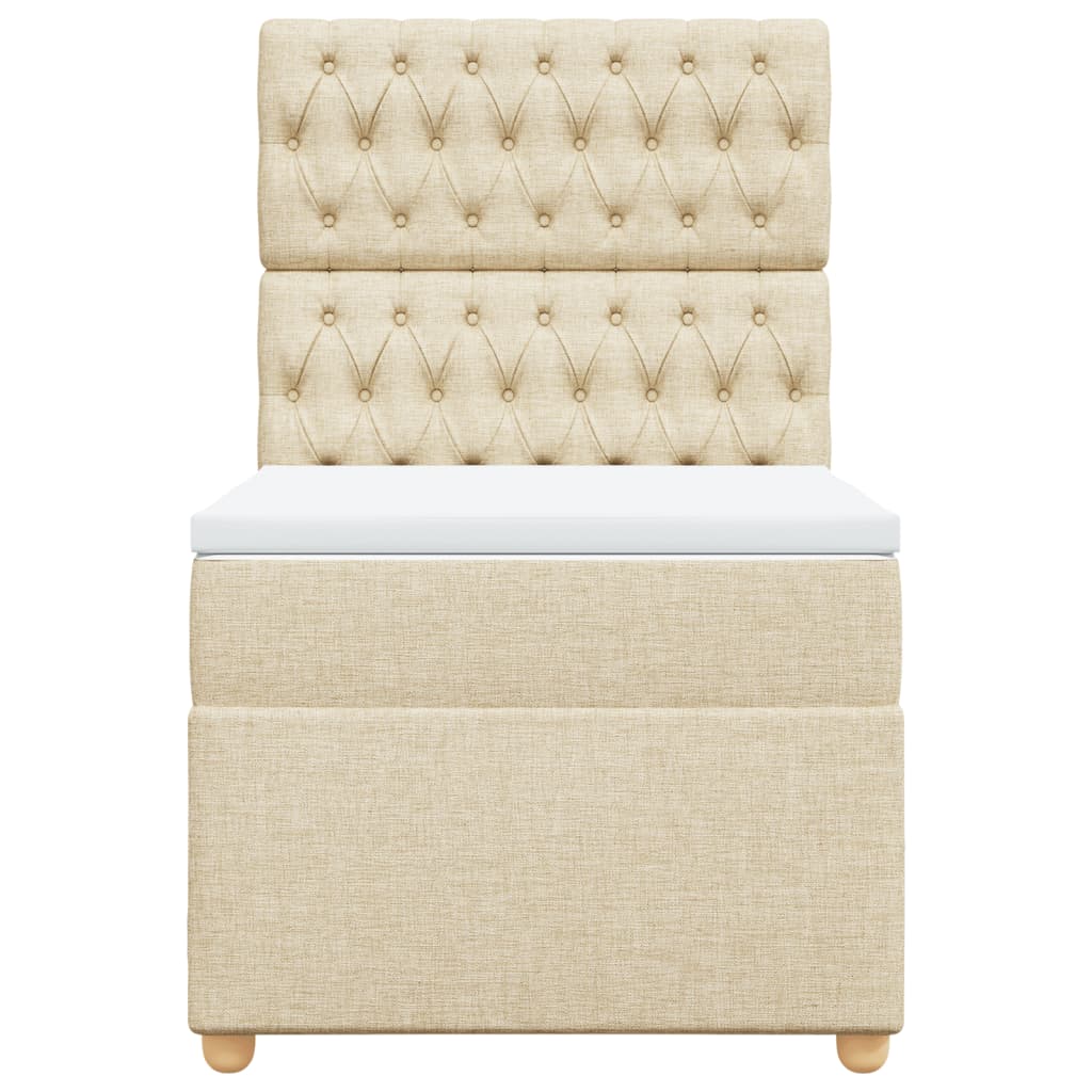 kontinentalseng med madras 90x200 cm stof cremefarvet