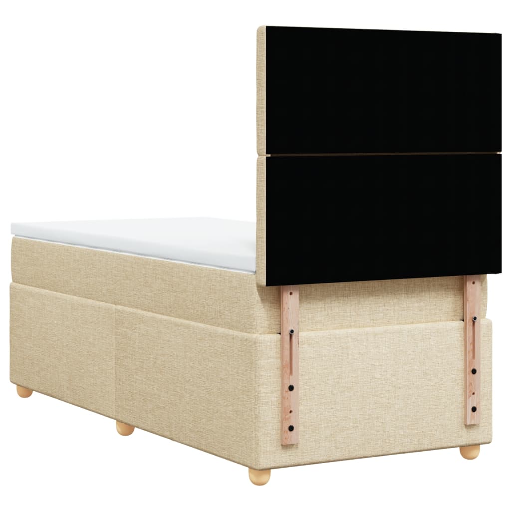 kontinentalseng med madras 90x200 cm stof cremefarvet