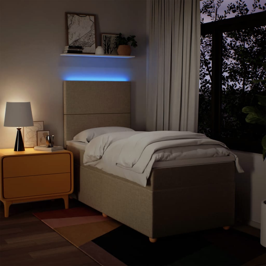kontinentalseng med madras 100x200 cm stof cremefarvet