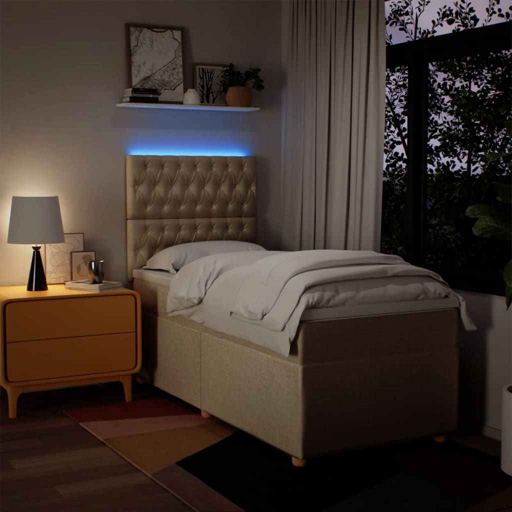 kontinentalseng med madras 100x200 cm stof cremefarvet
