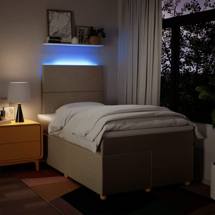 kontinentalseng med madras 120x190 cm stof cremefarvet