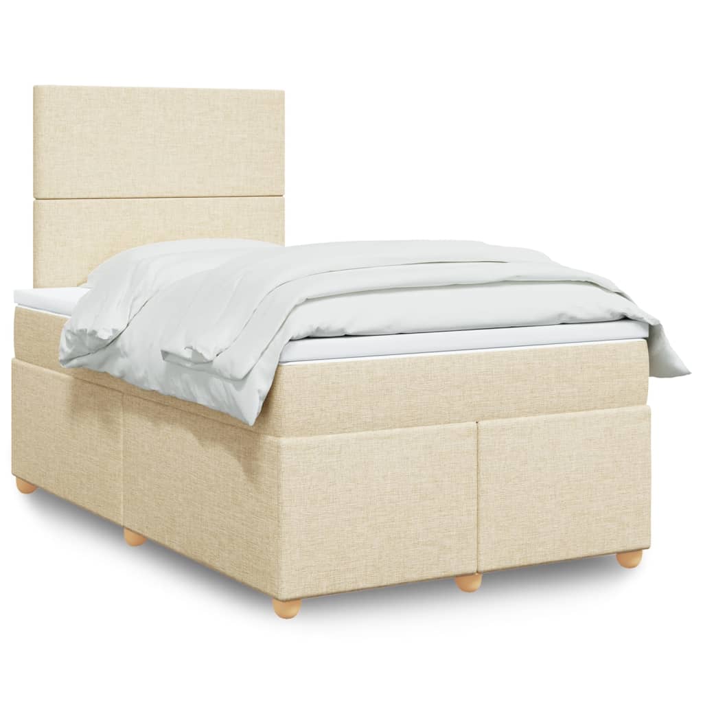kontinentalseng med madras 120x190 cm stof cremefarvet