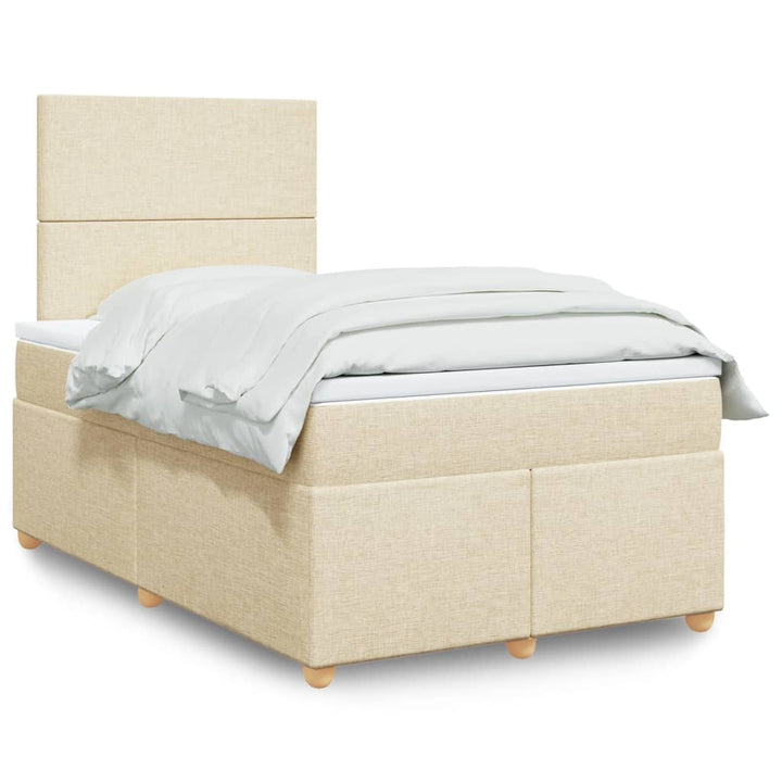 kontinentalseng med madras 120x190 cm stof cremefarvet