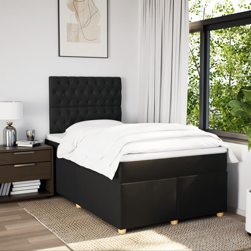 kontinentalseng med madras 120x190 cm stof sort