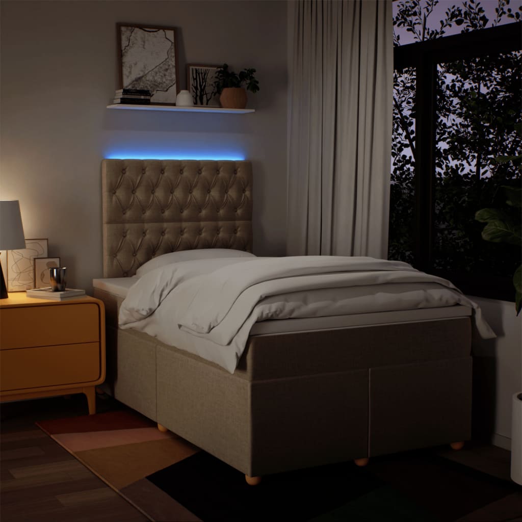 kontinentalseng med madras 120x190 cm stof cremefarvet