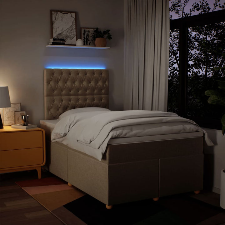 kontinentalseng med madras 120x190 cm stof cremefarvet