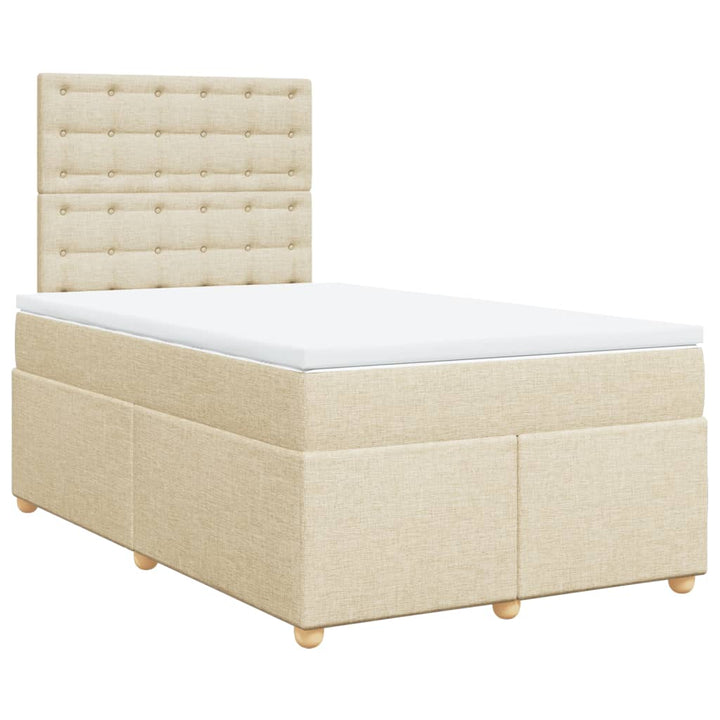 kontinentalseng med madras 120x190 cm stof cremefarvet