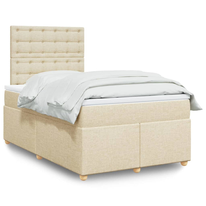 kontinentalseng med madras 120x190 cm stof cremefarvet