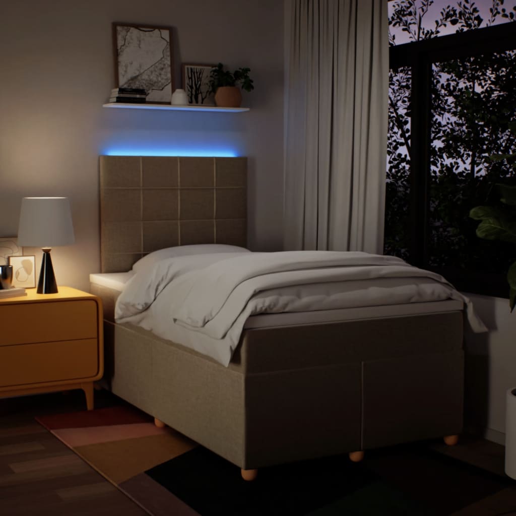 kontinentalseng med madras 120x200 cm stof cremefarvet