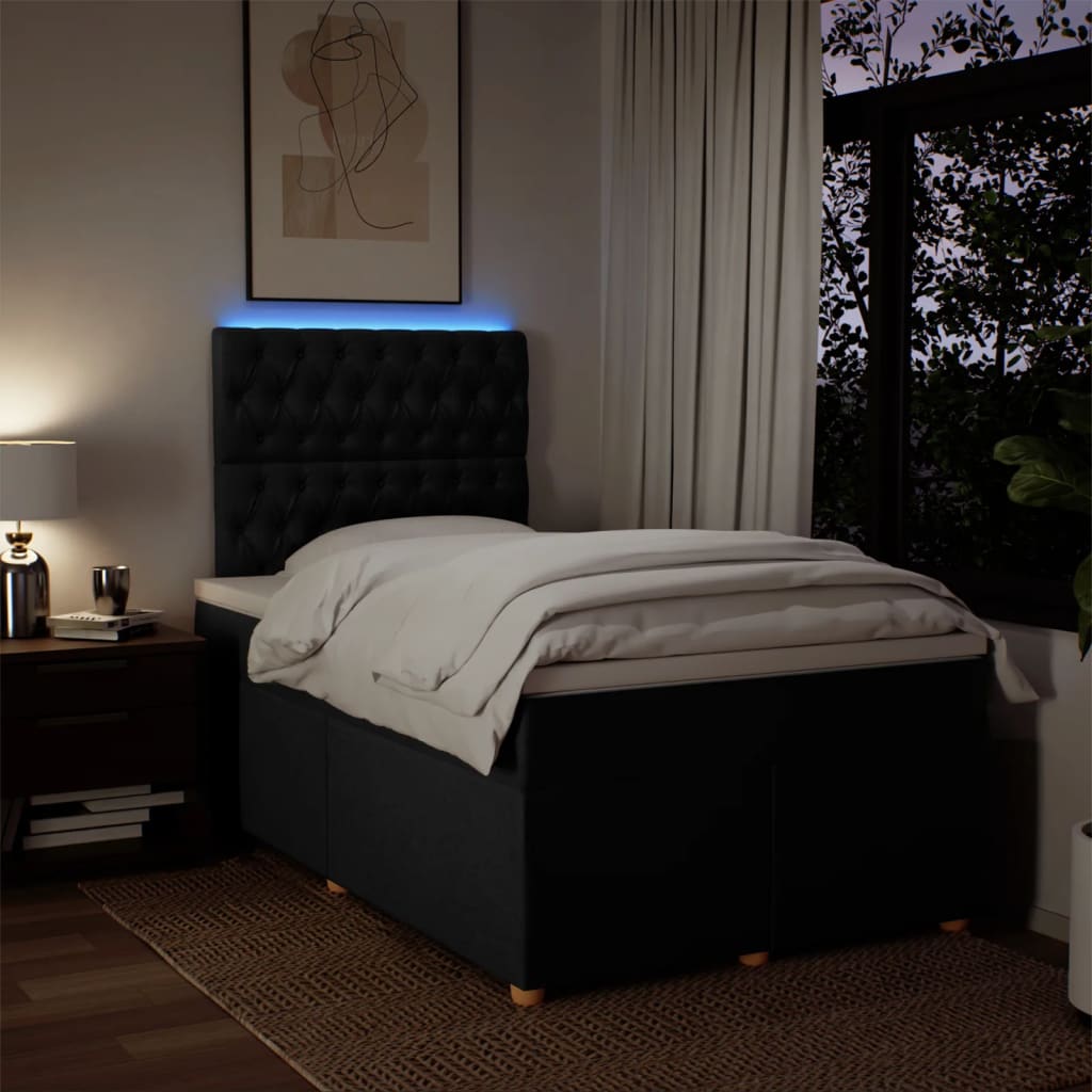 kontinentalseng med madras 120x200 cm stof sort