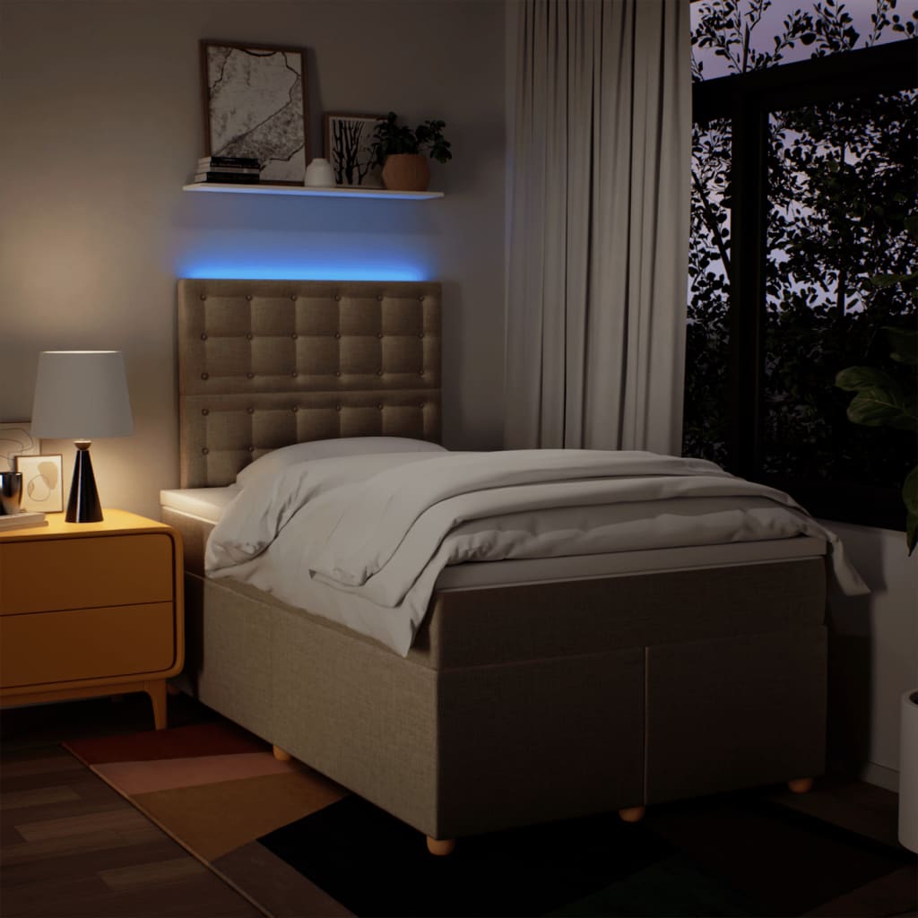 kontinentalseng med madras 120x200 cm stof cremefarvet