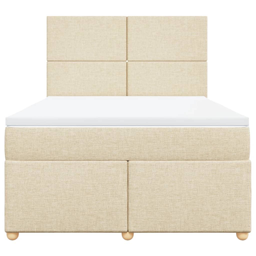 kontinentalseng med madras 140x190 cm stof cremefarvet