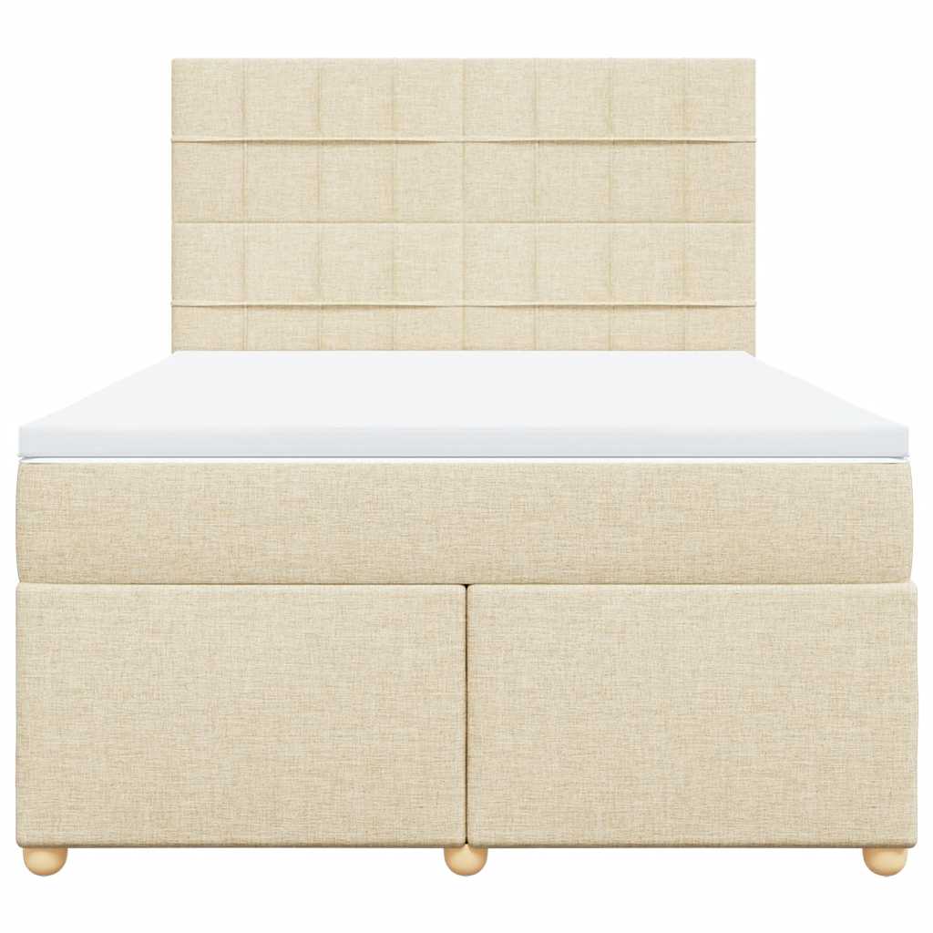 kontinentalseng med madras 140x190 cm stof cremefarvet