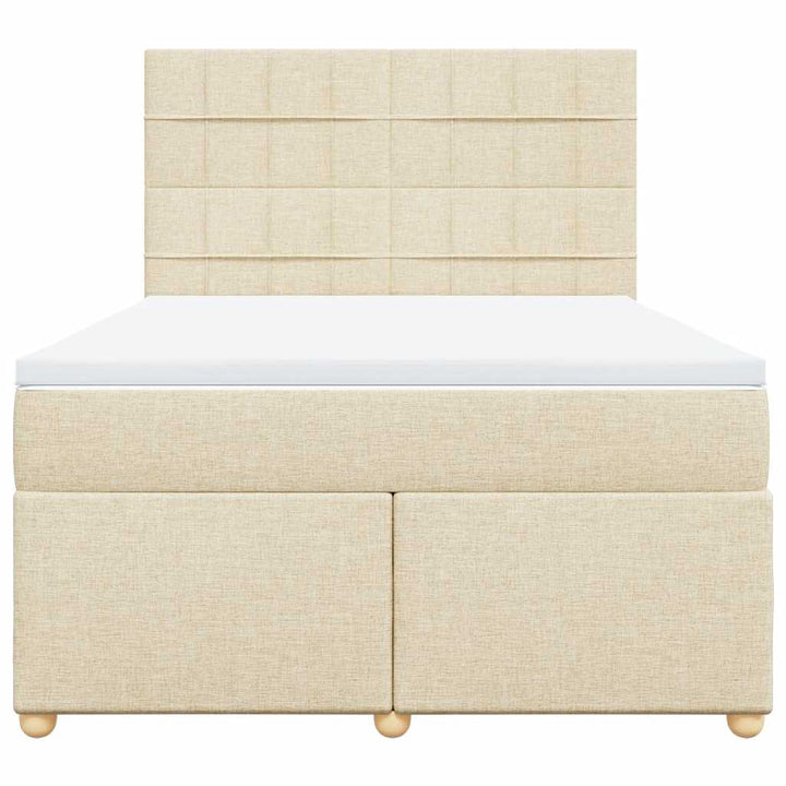 kontinentalseng med madras 140x190 cm stof cremefarvet