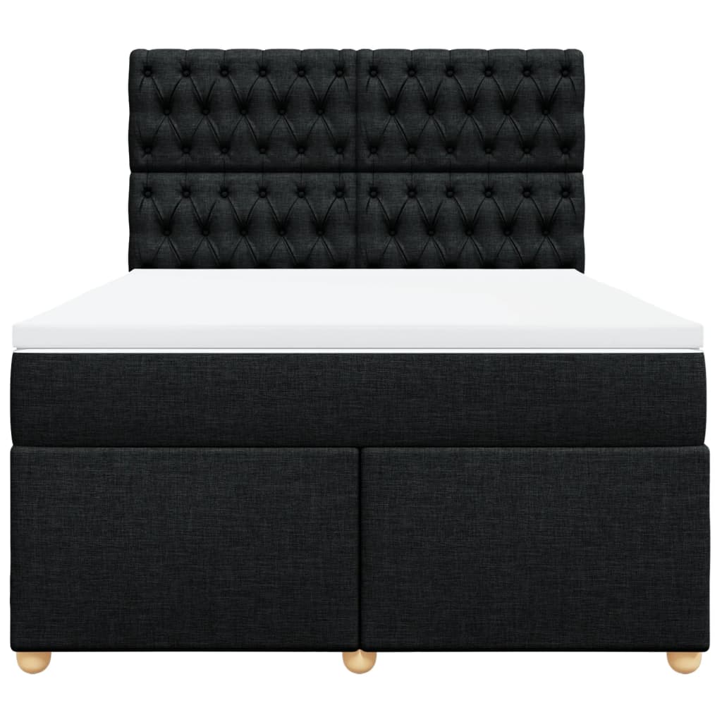 kontinentalseng med madras 140x190 cm stof sort