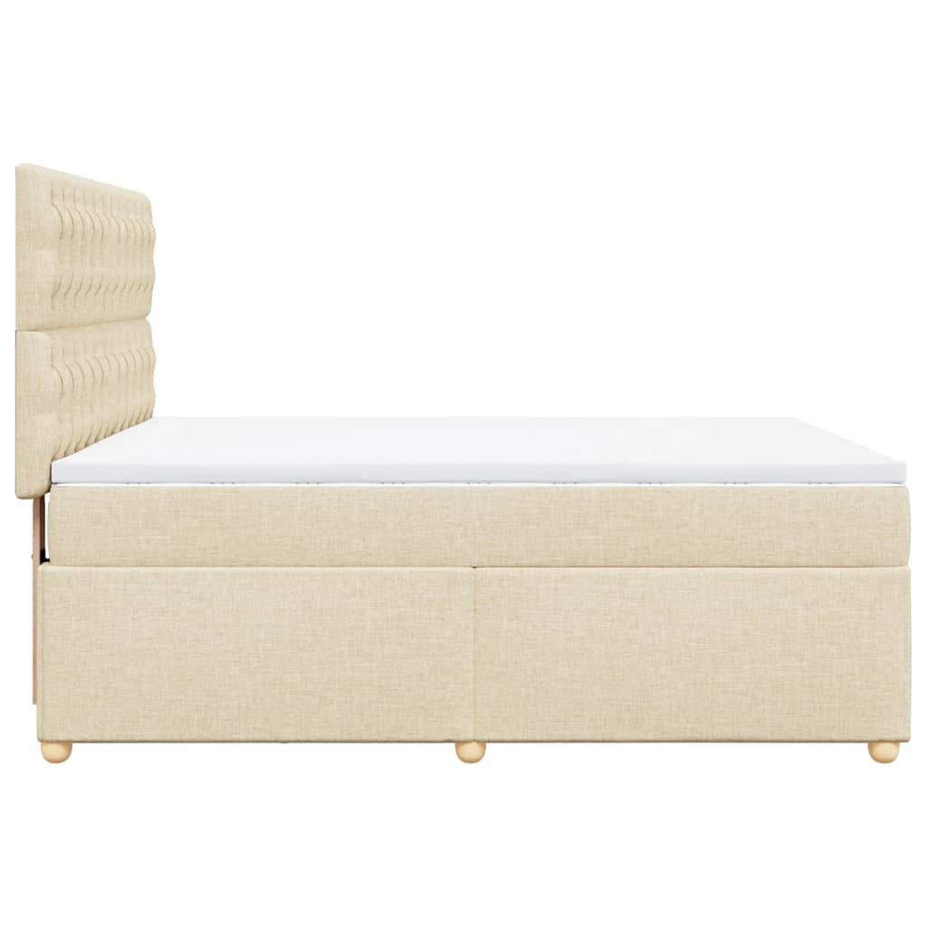 kontinentalseng med madras 140x190 cm stof cremefarvet