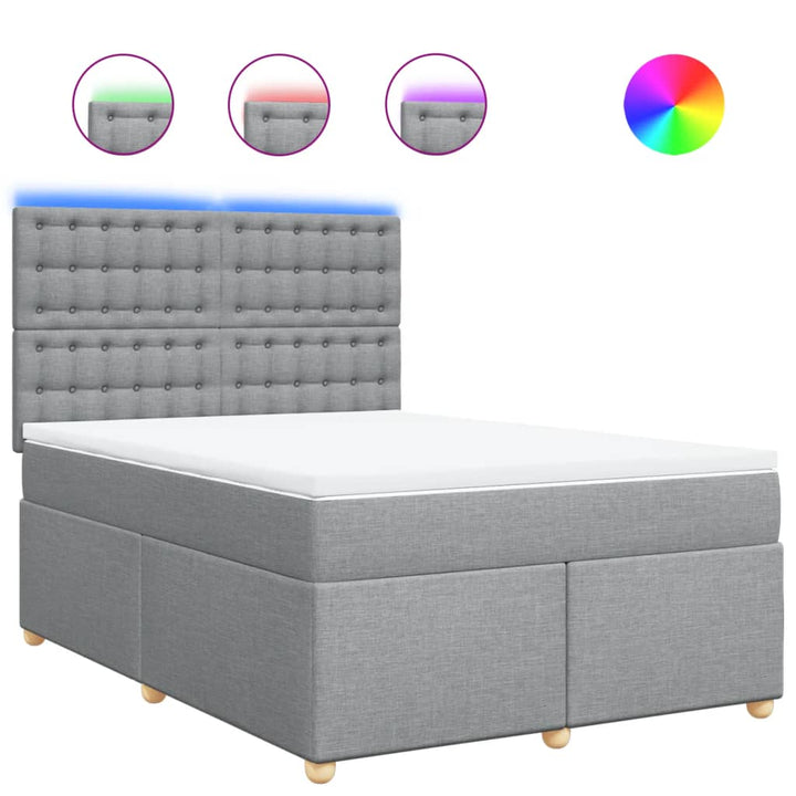 kontinentalseng med madras 140x190 cm stof lysegrå