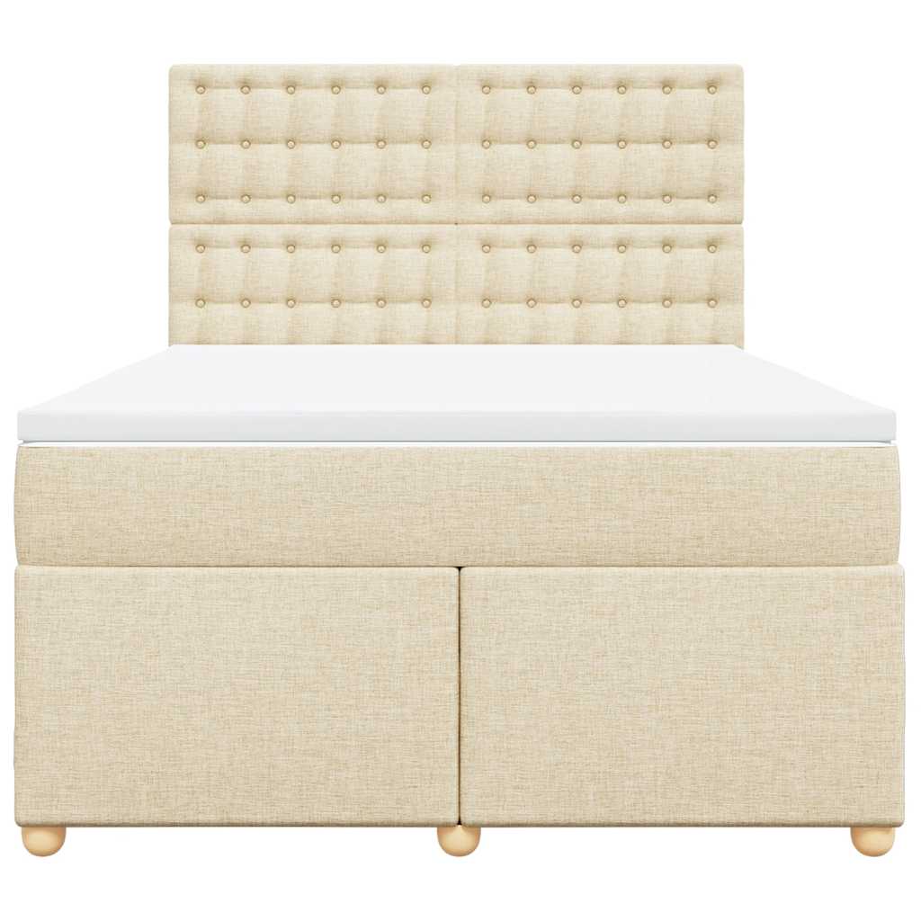 kontinentalseng med madras 140x190 cm stof cremefarvet