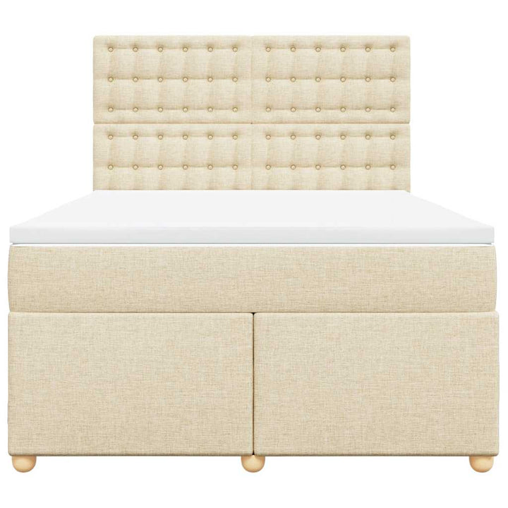 kontinentalseng med madras 140x190 cm stof cremefarvet