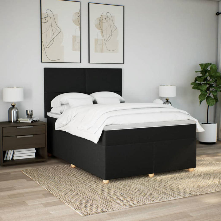 kontinentalseng med madras 160x200 cm stof sort