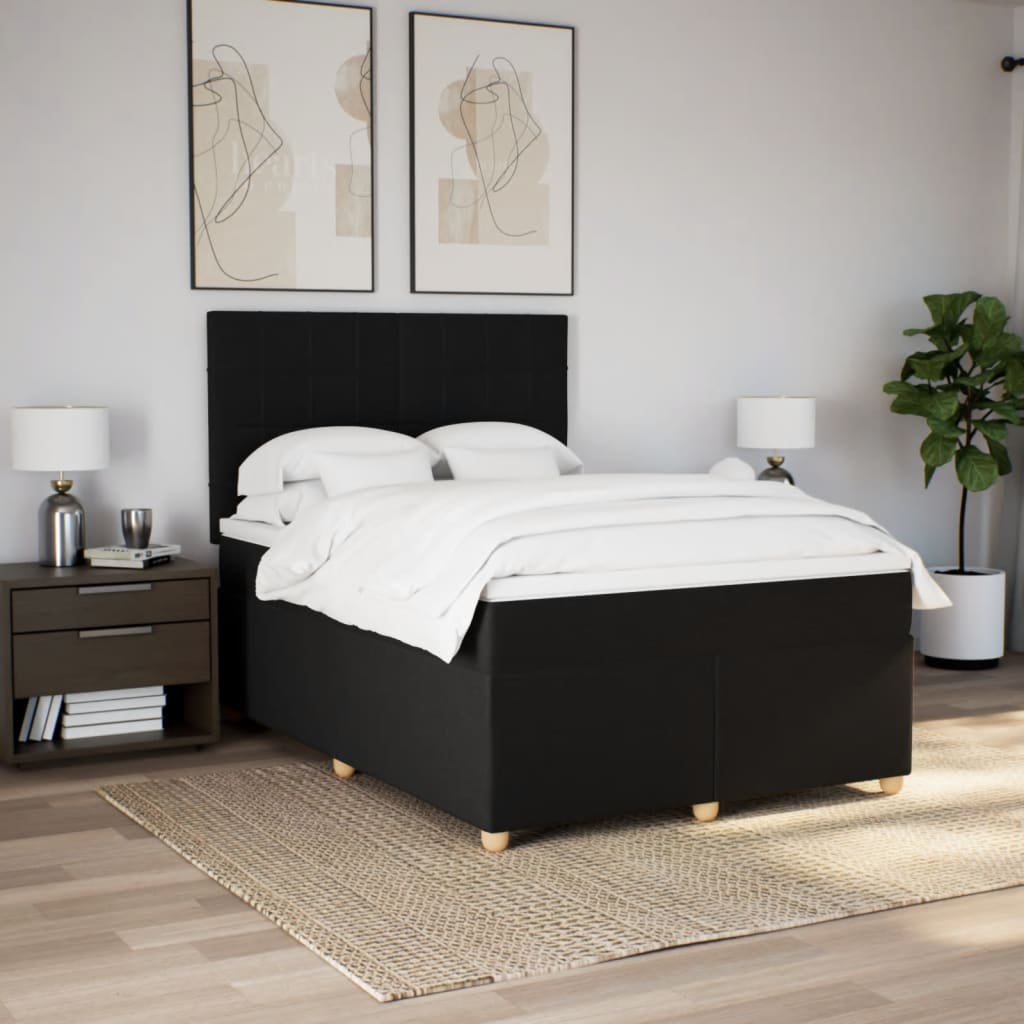 kontinentalseng med madras 160x200 cm stof sort