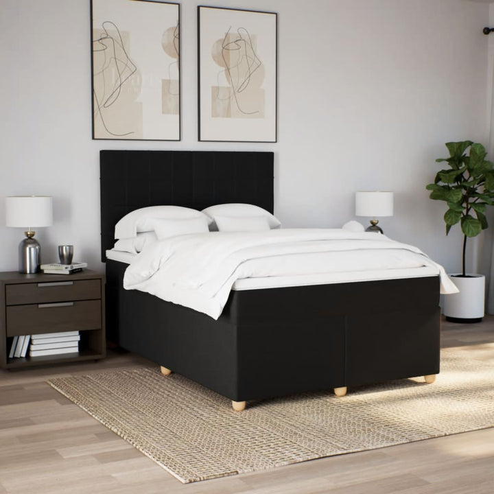 kontinentalseng med madras 160x200 cm stof sort