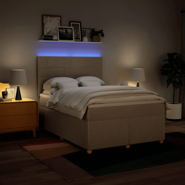 kontinentalseng med madras 160x200 cm stof cremefarvet