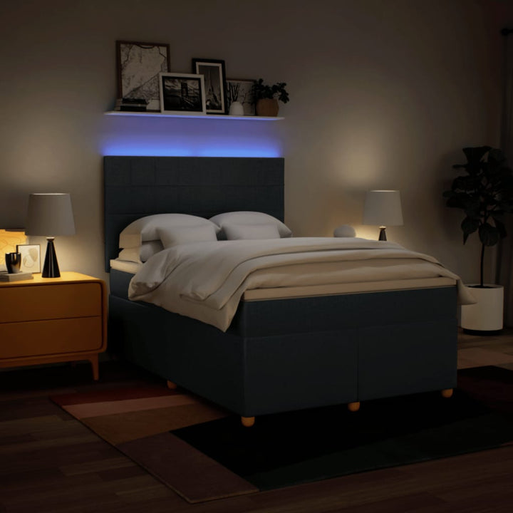 kontinentalseng med madras 160x200 cm stof blå