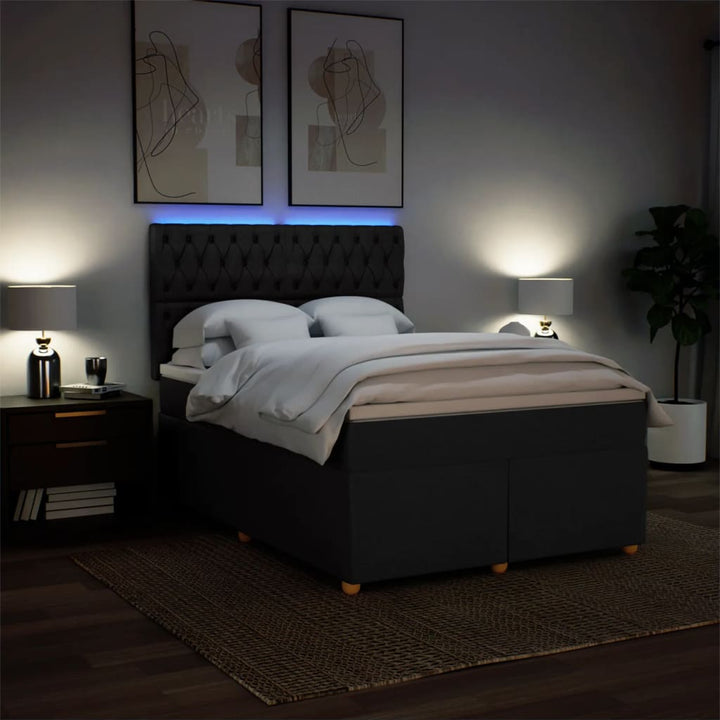 kontinentalseng med madras 160x200 cm stof sort