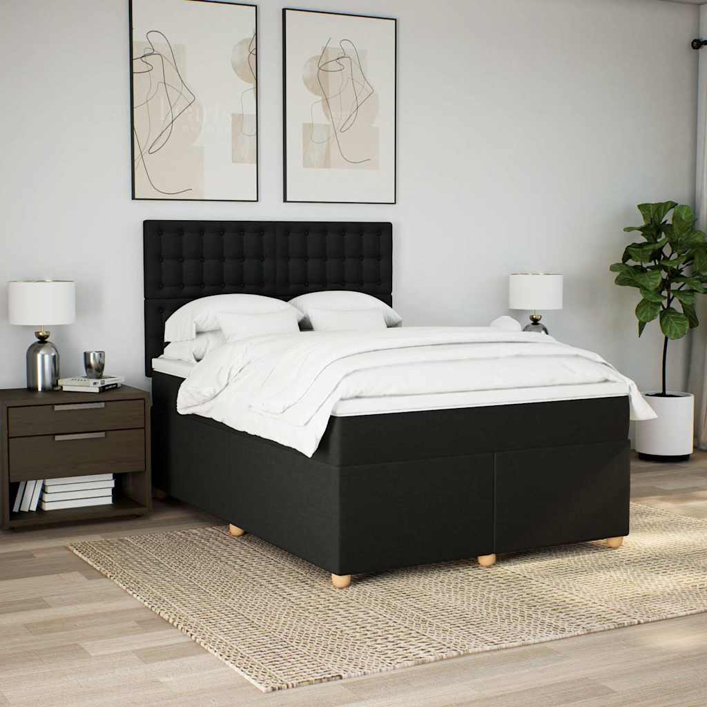 kontinentalseng med madras 160x200 cm stof sort