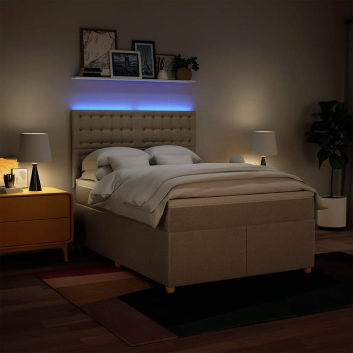 kontinentalseng med madras 160x200 cm stof cremefarvet