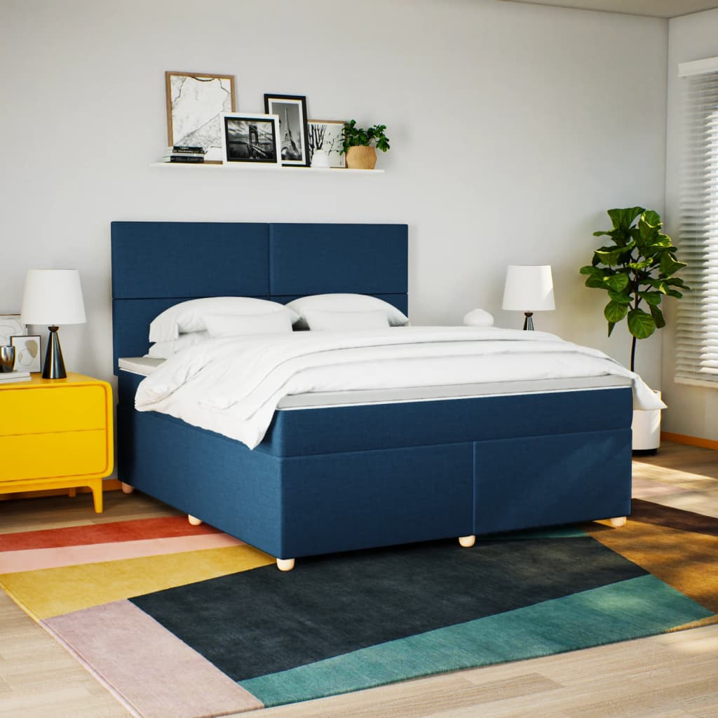 kontinentalseng med madras 180x200 cm stof blå