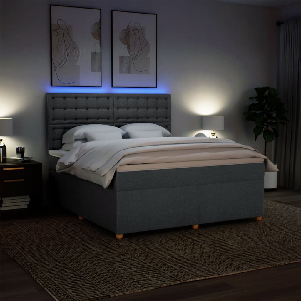 kontinentalseng med madras 180x200 cm stof mørkegrå