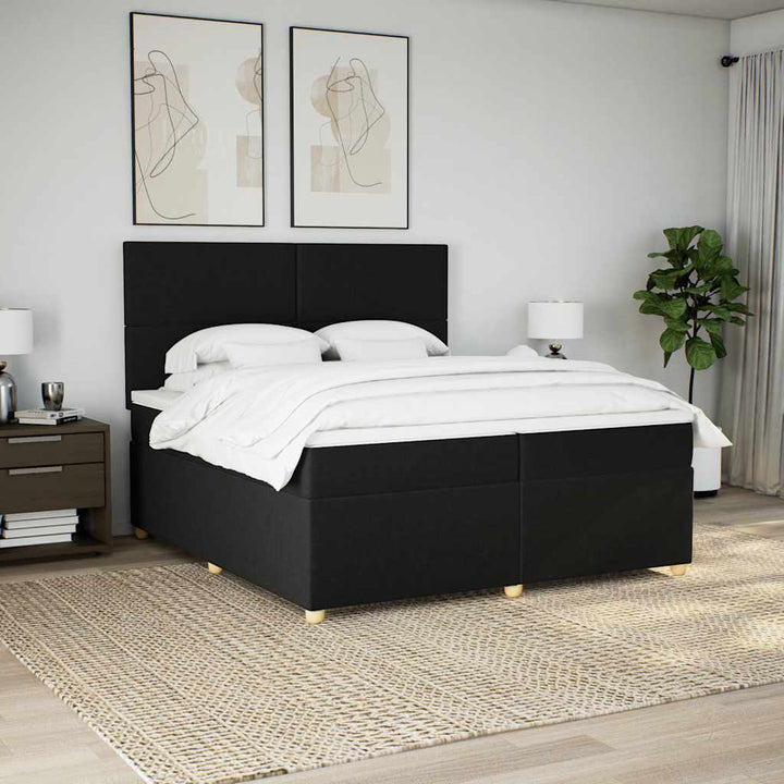 kontinentalseng med madras 200x200 cm stof sort