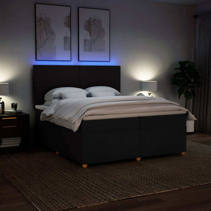 kontinentalseng med madras 200x200 cm stof sort