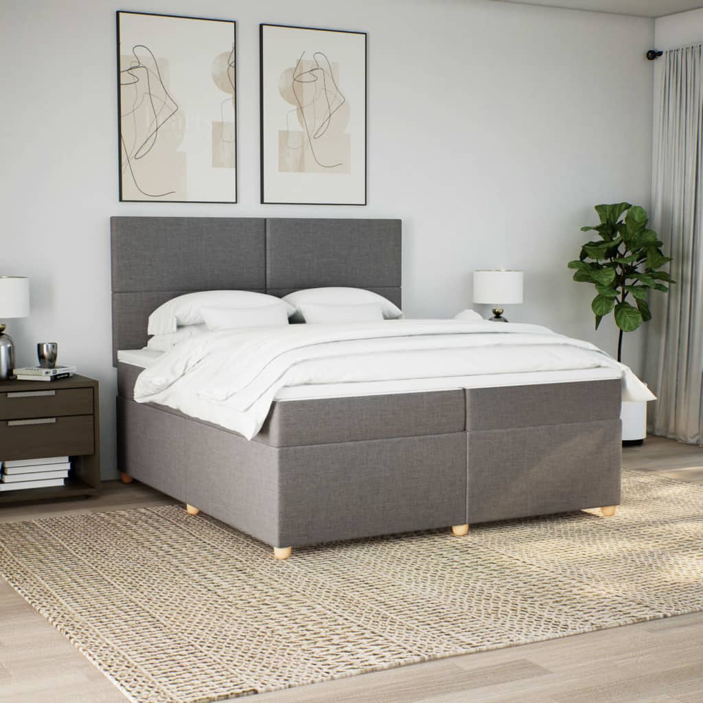 kontinentalseng med madras 200x200 cm stof gråbrun