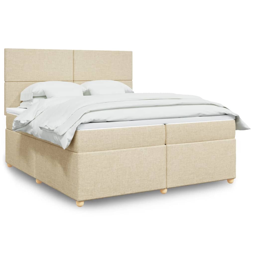 kontinentalseng med madras 200x200 cm stof cremefarvet
