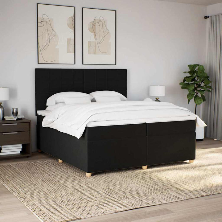 kontinentalseng med madras 200x200 cm stof sort