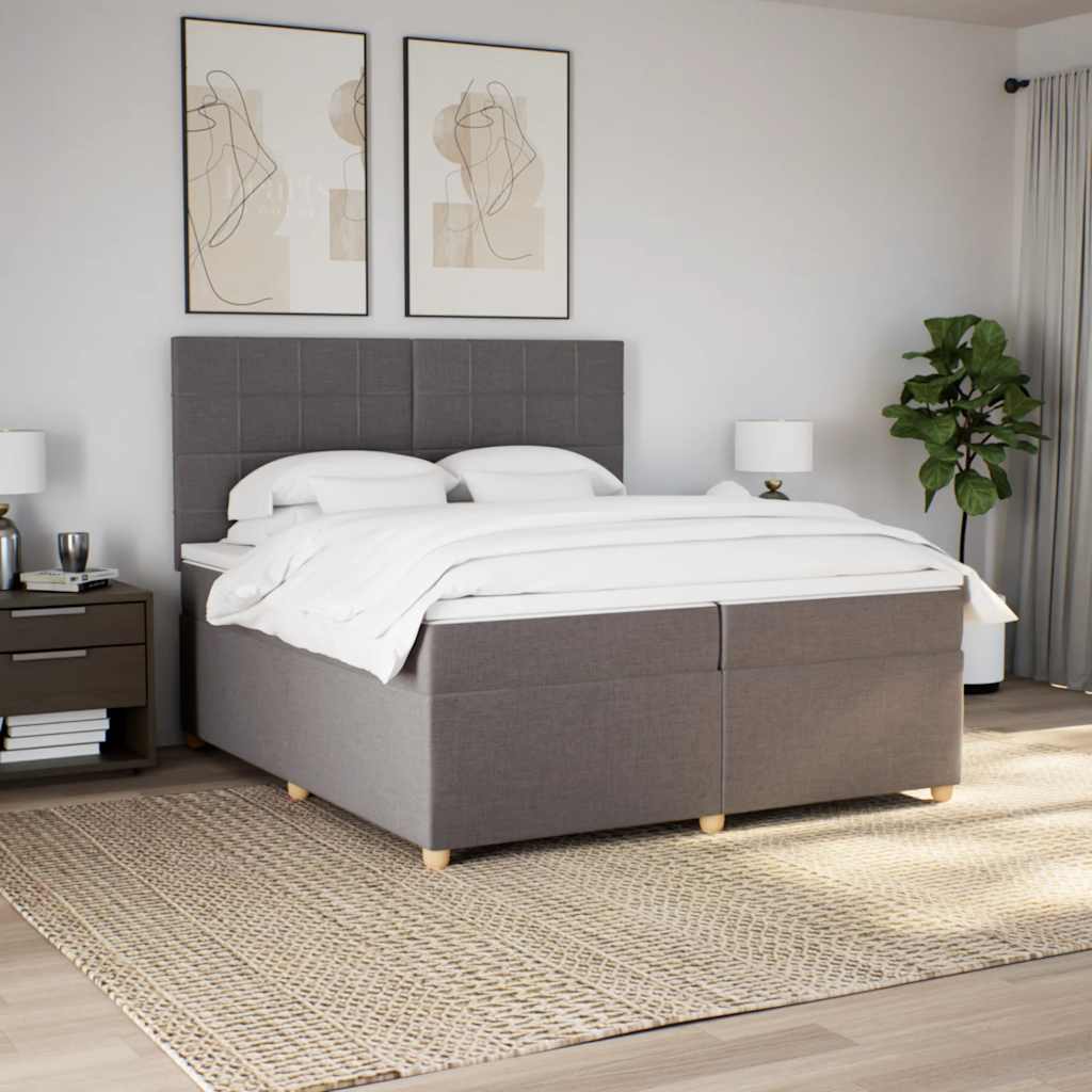 kontinentalseng med madras 200x200 cm stof gråbrun