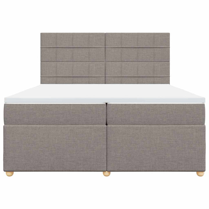 kontinentalseng med madras 200x200 cm stof gråbrun