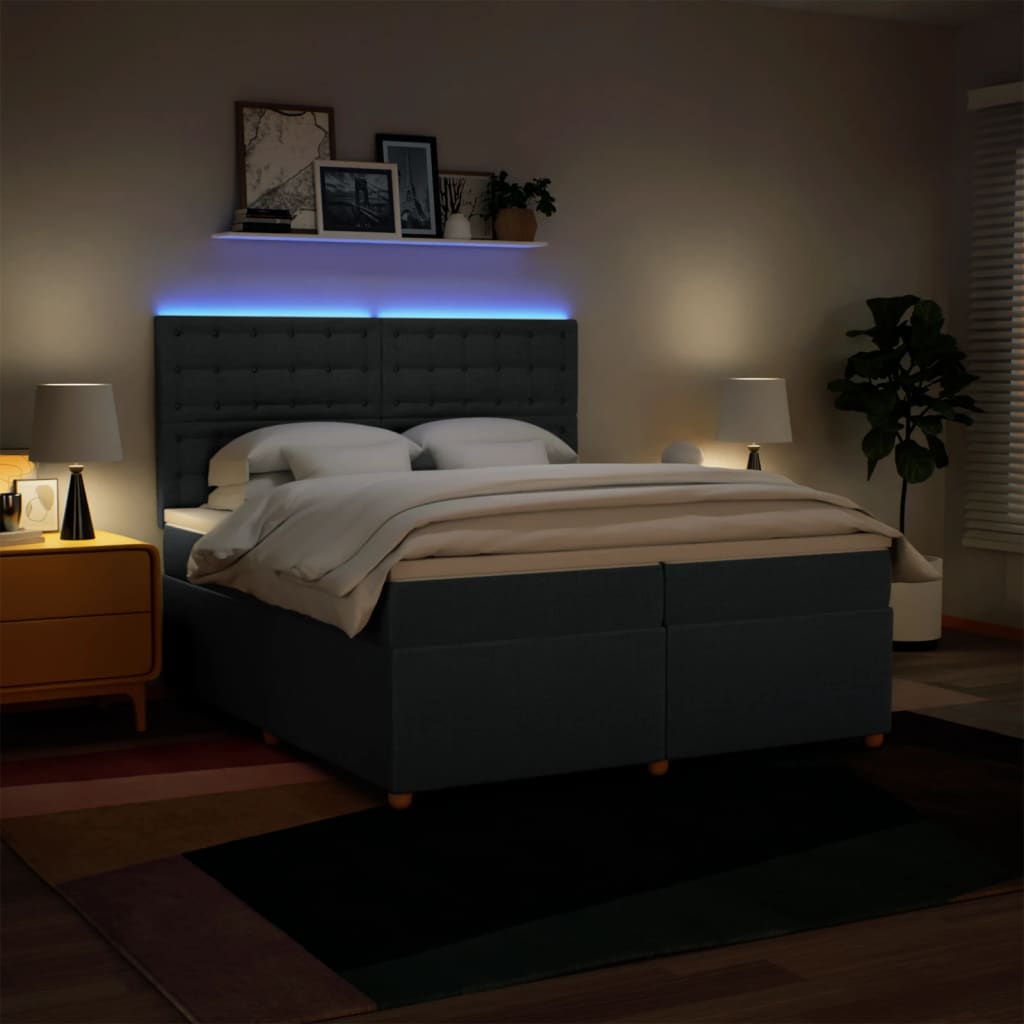kontinentalseng med madras 200x200 cm stof blå
