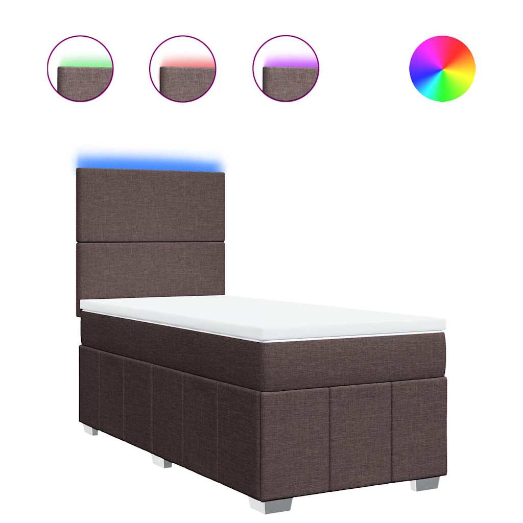 kontinentalseng med madras 80x200 cm stof mørkebrun